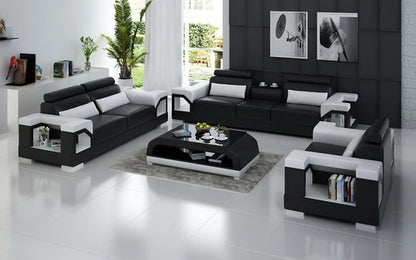 Modern Sofa Set: 6 Seater Leatherette Sofa Set