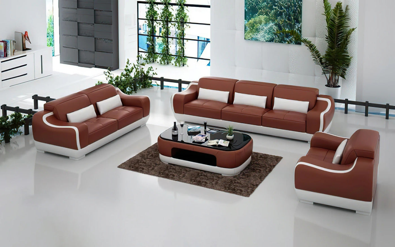 Modern Sofa Set: 6 Seater Leatherette Sofa Set