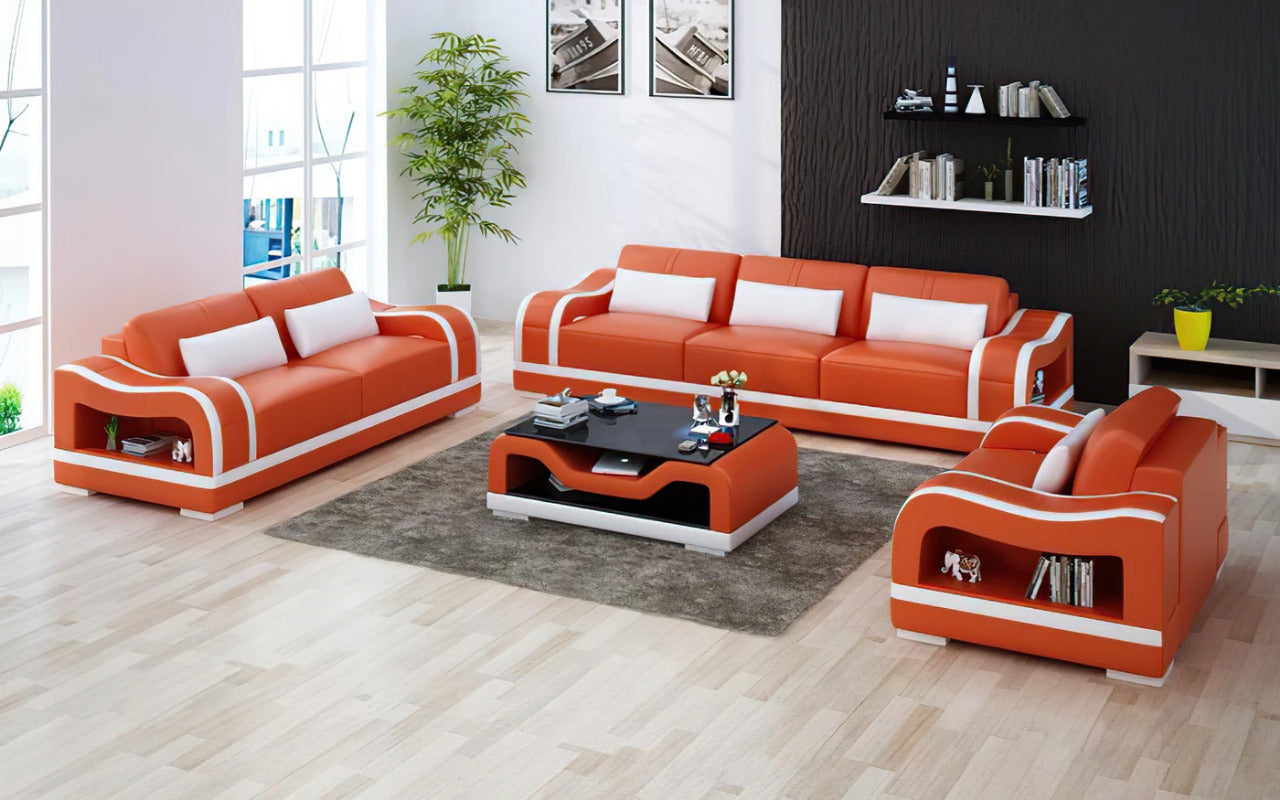 Modern Sofa Set: 6 Seater Leatherette Sofa Set