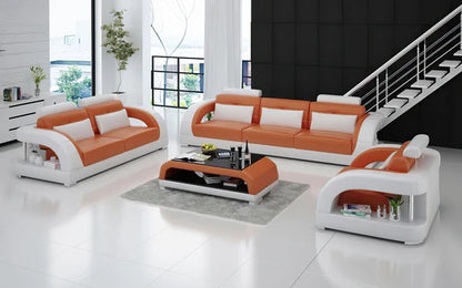 Modern Sofa Set: 6 Seater Leatherette Sofa Set