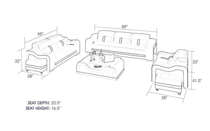 Modern Sofa Set: 6 Seater Leatherette Sofa Set