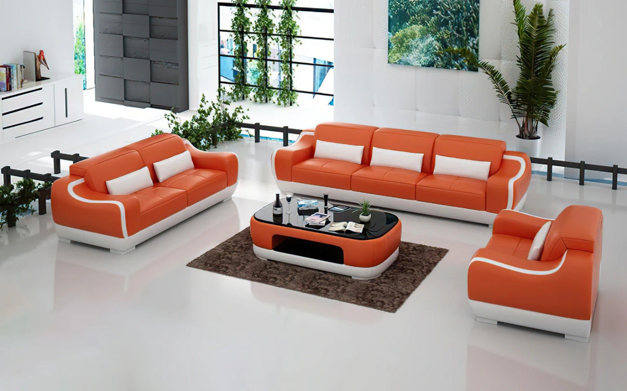 Modern Sofa Set: 6 Seater Leatherette Sofa Set
