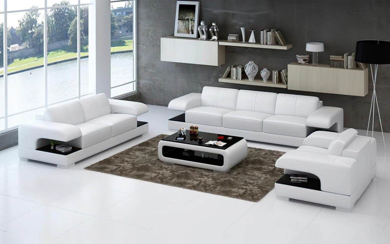 Modern Sofa Set: 6 Seater Leatherette Sofa Set