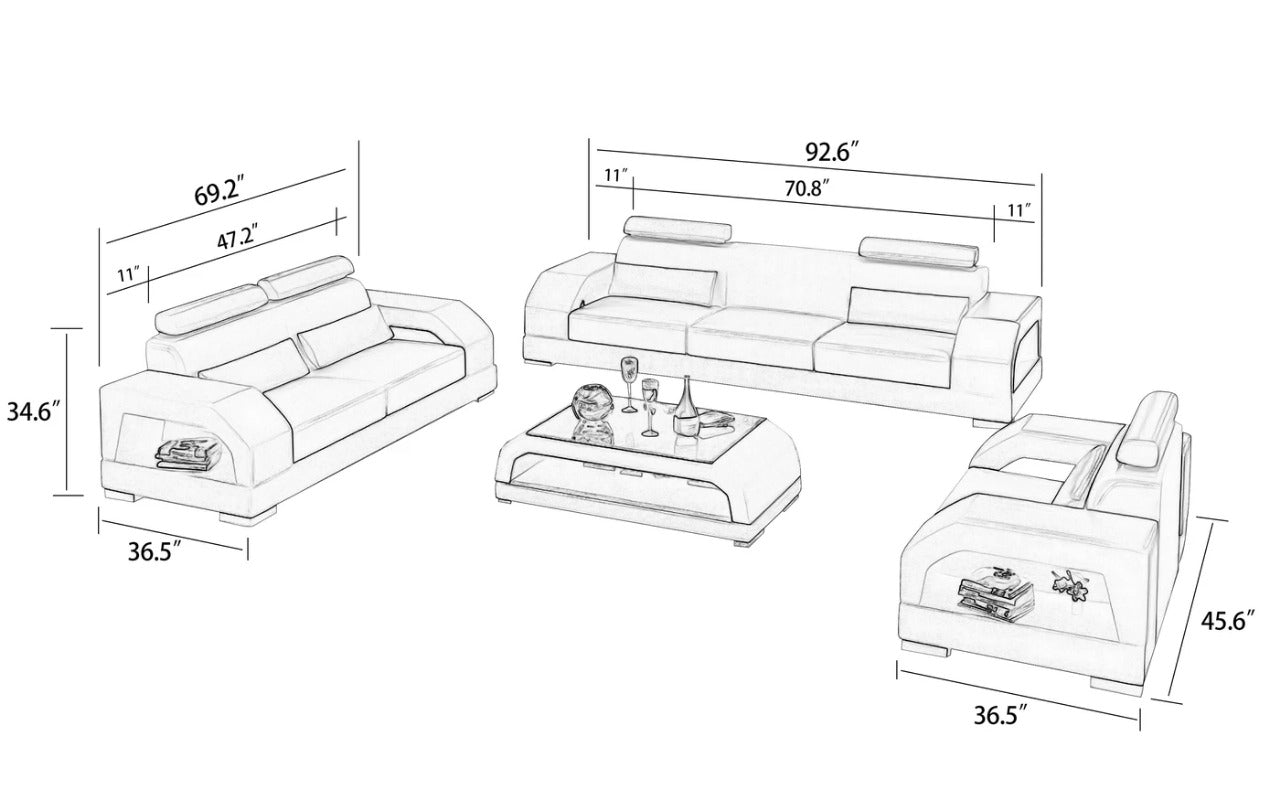 Modern Sofa Set: 6 Seater Leatherette Sofa Set