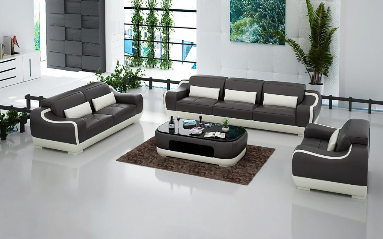 Modern Sofa Set: 6 Seater Leatherette Sofa Set