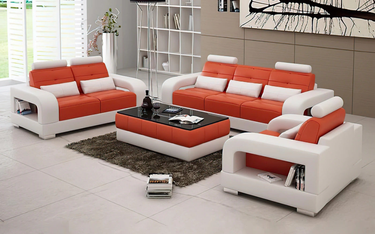 Modern Sofa Set: 6 Seater Leatherette Sofa Set