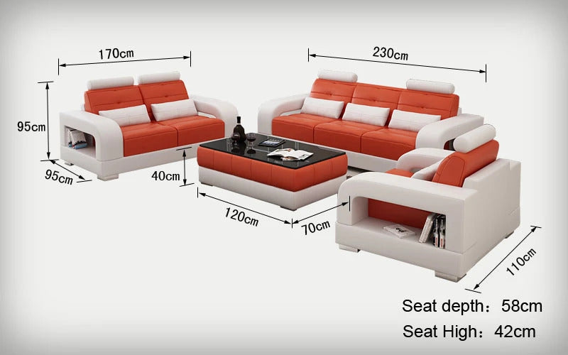 Modern Sofa Set: 6 Seater Leatherette Sofa Set
