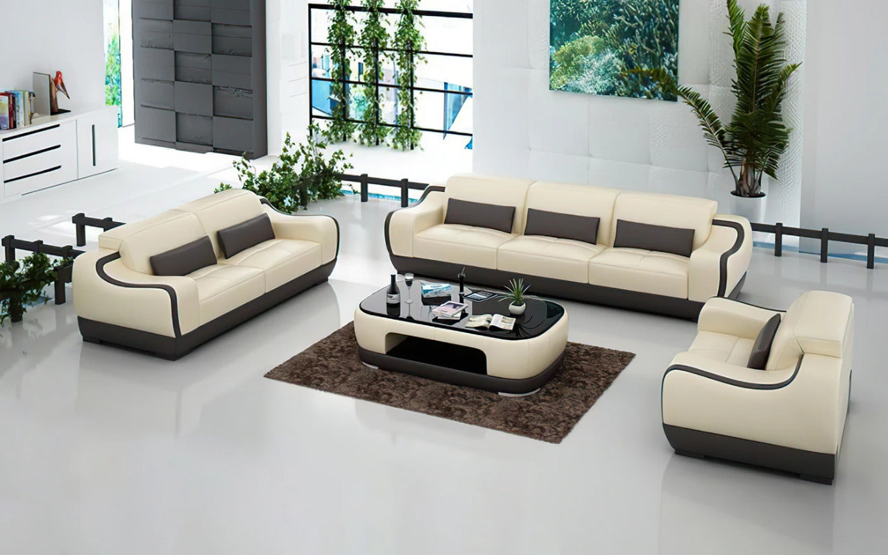 Modern Sofa Set: 6 Seater Leatherette Sofa Set