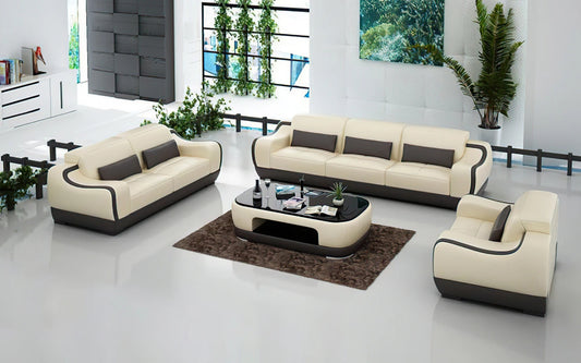 Modern Sofa Set: 6 Seater Leatherette Sofa Set
