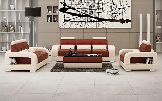 Modern Sofa Set: 6 Seater Leatherette Sofa Set