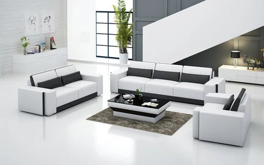 Modern Sofa Set: 6 Seater Leatherette Sofa Set