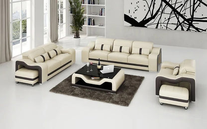 Modern Sofa Set: 6 Seater Leatherette Sofa Set