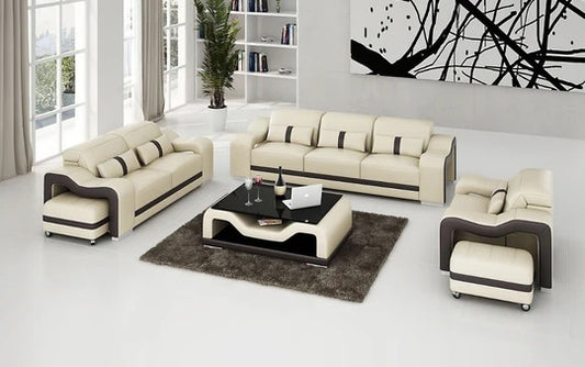 Modern Sofa Set: 6 Seater Leatherette Sofa Set