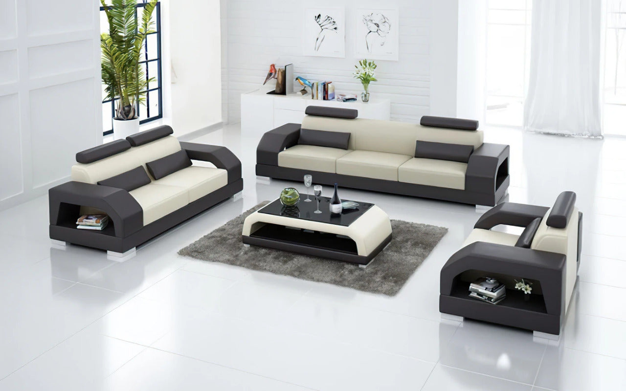 Modern Sofa Set: 6 Seater Leatherette Sofa Set