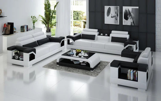 Modern Sofa Set: 6 Seater Leatherette Sofa Set