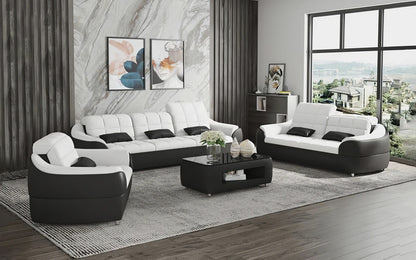 Modern Sofa Set: 6 Seater Leatherette Sofa Set with Adjustable Headrest