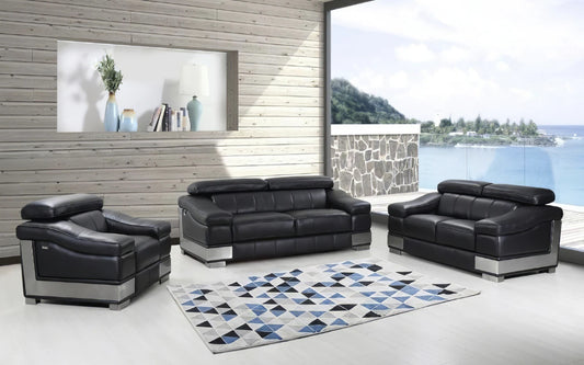 Modern Sofa Set: Black 5 Seater Sofa Set 