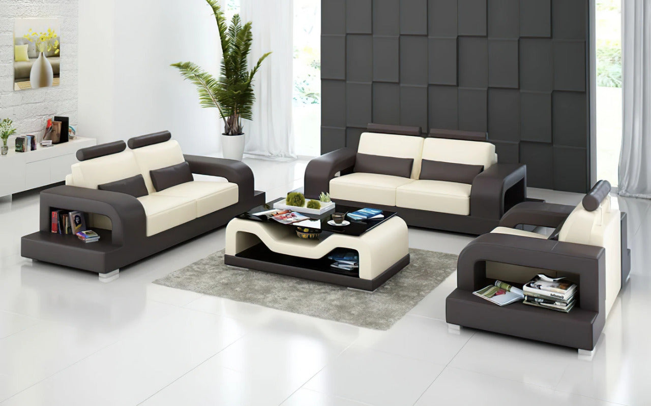 Modern Sofa Set: Leatherette 5 Seater Sofa Set
