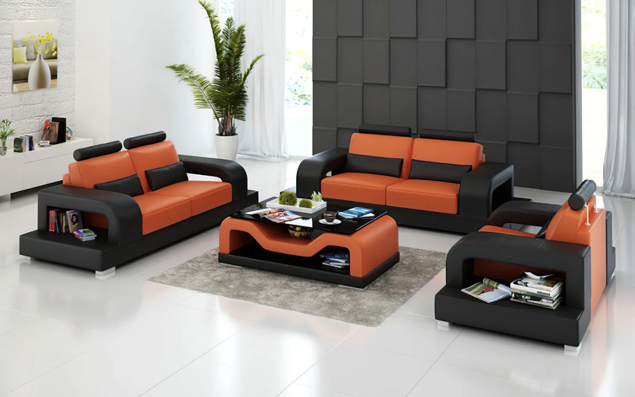 Modern Sofa Set: Leatherette 5 Seater Sofa Set