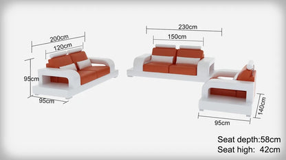 Modern Sofa Set: Leatherette 5 Seater Sofa Set