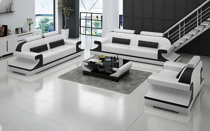 Modern Sofa Set: Leatherette 5 Seater Sofa Set With Shape Arm