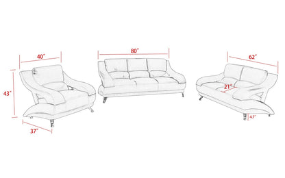 Modern Sofa Set: Leatherette 6 Seater Two-Tone Sofa Set