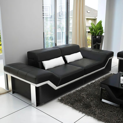 Modern Sofa Set: Leatherette 4 Seater Sofa Set With Adjustable Headrest