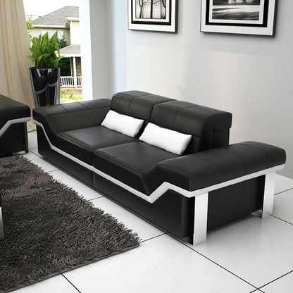 Modern Sofa Set: Leatherette 4 Seater Sofa Set With Adjustable Headrest