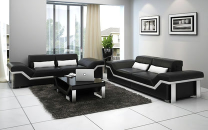 Modern Sofa Set: Leatherette 4 Seater Sofa Set With Adjustable Headrest
