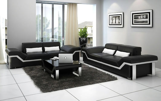 Modern Sofa Set: Leatherette 4 Seater Sofa Set With Adjustable Headrest