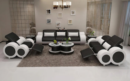 Modern Sofa Set: Leatherette Sofa Set with Recliner