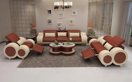 Modern Sofa Set: Leatherette Sofa Set with Recliner