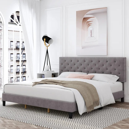 Modular Bed : Ema Tufted Low Profile Bed