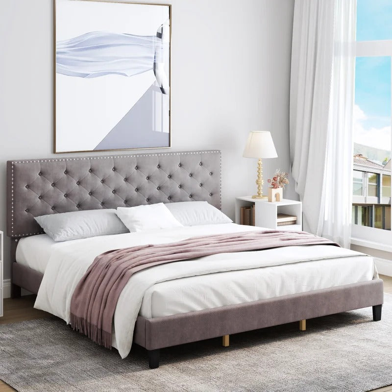 Modular Bed : Ema Tufted Low Profile Bed