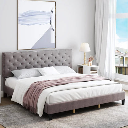 Modular Bed : Ema Tufted Low Profile Bed
