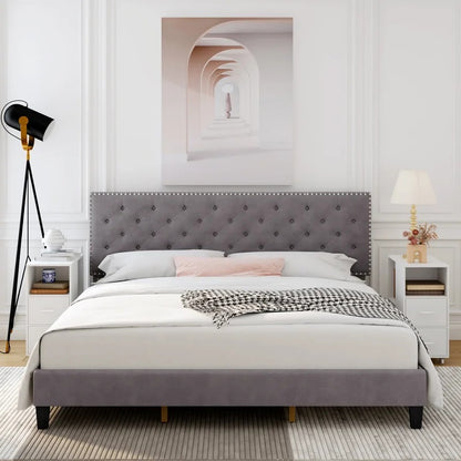 Modular Bed : Ema Tufted Low Profile Bed