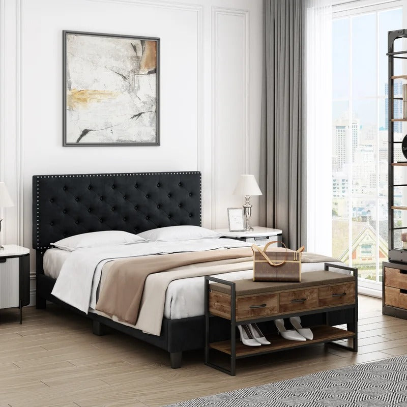 Modular Bed : Ema Tufted Low Profile Bed
