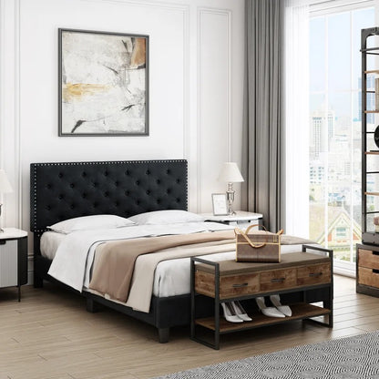 Modular Bed : Ema Tufted Low Profile Bed