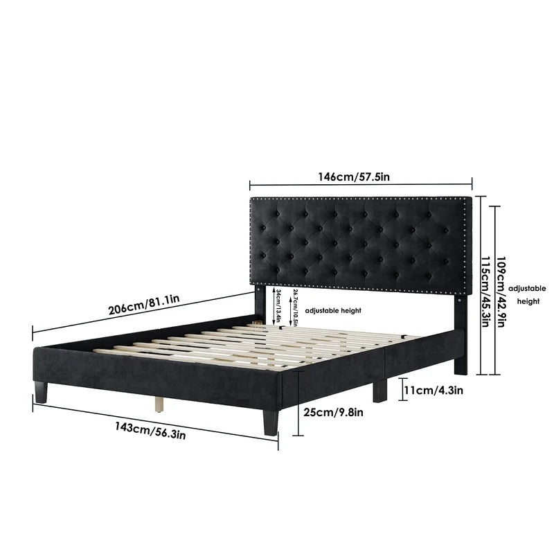 Modular Bed : Ema Tufted Low Profile Bed