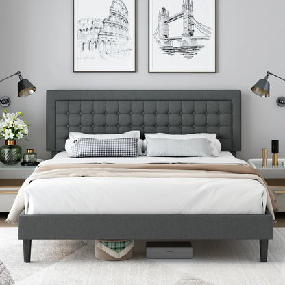 Modular Bed : Size/Queen Color/Dark Gray Tufted Bed