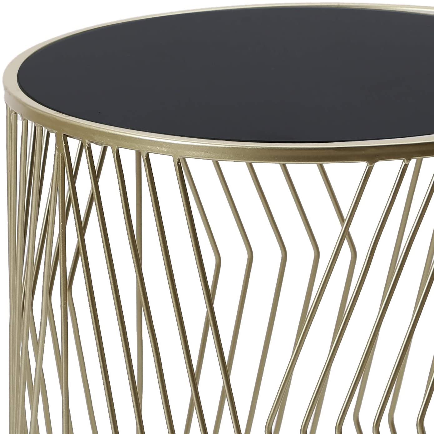 Nest Of Table 2 Pieces End Table Metal Side Tables for Living Room (Black Top Silver)