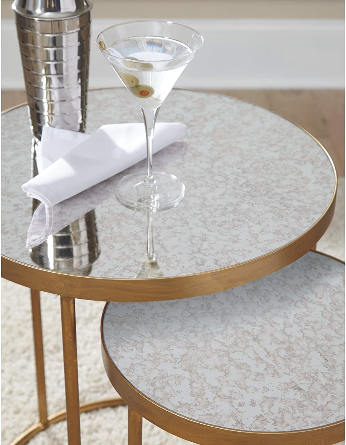 Nest Of Tables Nesting Accent Table Set of 2, Gold Metal 