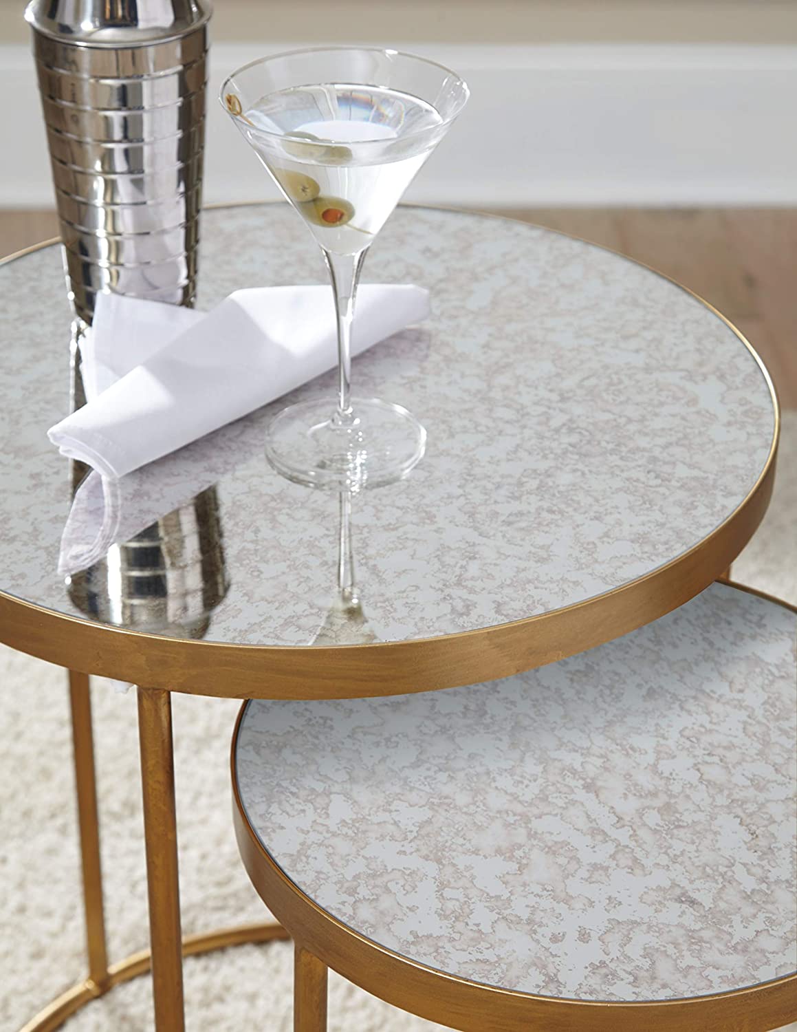 Nest Of Tables Nesting Accent Table Set of 2, Gold Metal 