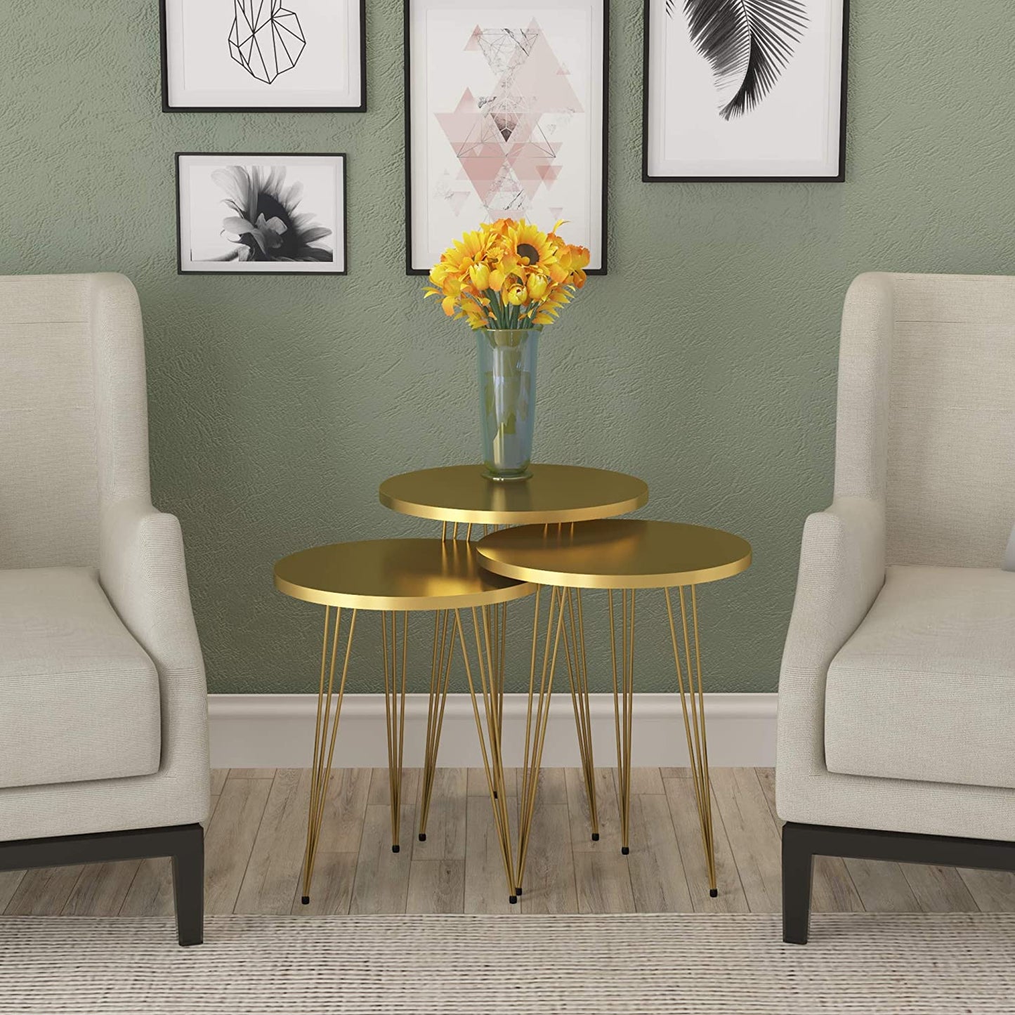 Nest Of Tables : 3 HIGH Gloss Nesting End Tables Nightstands