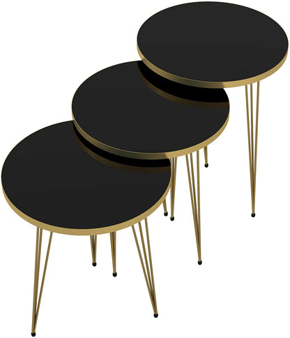 Nest Of Tables : 3 HIGH Gloss Nesting End Tables Nightstands