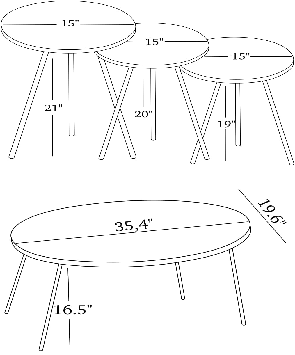 Nest Of Tables : 4 Piece Living Room Table Set Coffee Table/Round Nesting Tables