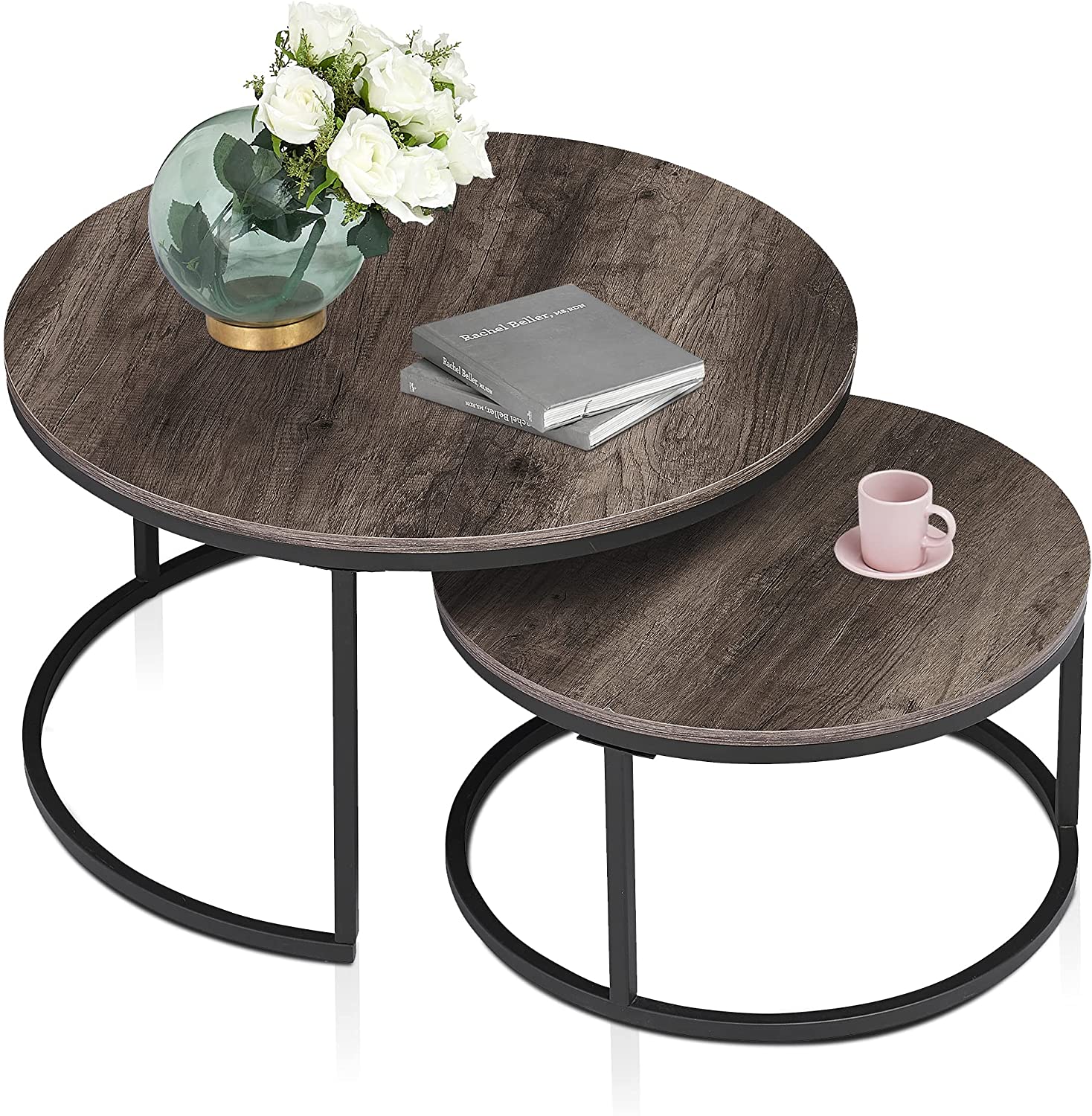 Nest Of Tables Coffee Table and End Table Sets, Farmhouse Wood Coffee Table Set of 2