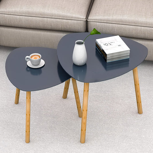 Nest Of Tables Living Room Side Table for Bedroom Triangle Modern Coffee Table (Grey)