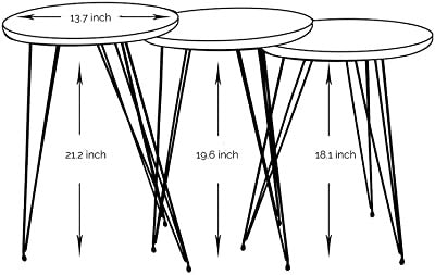 Nest Of Tables Living Room, Home Office, Sturdy&Easy Assembly, Grey
