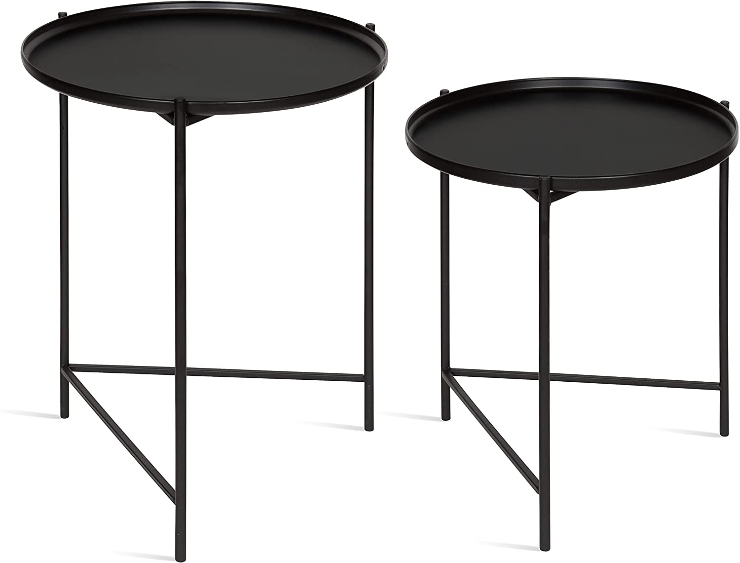 Nest Of Tables Metal Accent Tables, 2 Piece, Black 